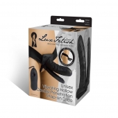 Полый страпон с двумя отростками и вибрацией Unisex Vibrating Hollow Strap-On Double Penetrating Dildo - 17,8 см. - Lux Fetish - купить с доставкой в Астрахани