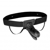 Полый страпон с двумя отростками и вибрацией Unisex Vibrating Hollow Strap-On Double Penetrating Dildo - 17,8 см. - Lux Fetish - купить с доставкой в Астрахани