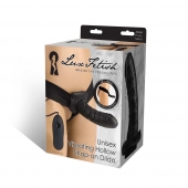 Чёрный полый страпон с вибрацией Unisex Vibrating Hollow Strap-On - 14 см. - Lux Fetish - купить с доставкой в Астрахани