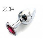 Коническая серебристая анальная втулка с малиновым кристаллом - 8,2 см. - Anal Jewelry Plug - купить с доставкой в Астрахани