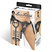 Черные трусики для страпона из патентованной кожи - Lux Fetish - купить с доставкой в Астрахани