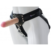 Черный пояс-трусики с насадкой  Гламур Dana  - 15,5 см. - LOVETOY (А-Полимер) - купить с доставкой в Астрахани