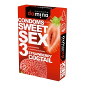 Презервативы для орального секса DOMINO Sweet Sex с ароматом клубничного коктейля  - 3 шт. - Domino - купить с доставкой в Астрахани