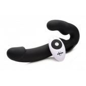 Черный безремневой страпон Urge Silicone Strap On с пультом ДУ - 24 см. - XR Brands - купить с доставкой в Астрахани