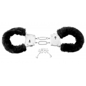 Меховые чёрные наручники Beginner s Furry Cuffs - Pipedream - купить с доставкой в Астрахани