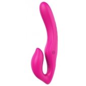 Ярко-розовый безремневой страпон REMOTE DOUBLE DIPPER - 22 см. - Dream Toys - купить с доставкой в Астрахани