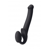 Черный безремневой страпон Silicone Bendable Strap-On M - Strap-on-me - купить с доставкой в Астрахани