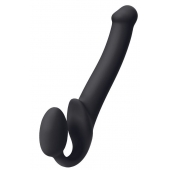 Черный безремневой страпон Silicone Bendable Strap-On M - Strap-on-me - купить с доставкой в Астрахани