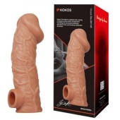Телесная насадка на фаллос с отверстием для мошонки EXTREME SLEEVE - 17,6 см. - KOKOS - в Астрахани купить с доставкой