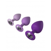 Набор из 3 фиолетовых анальных пробок со стразами Little Gems Trainer Set - Pipedream - купить с доставкой в Астрахани