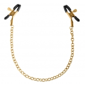 Чёрные с золотом зажимы на соски Gold Chain Nipple Clamps - Pipedream - купить с доставкой в Астрахани