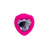 Розовая анальная втулка Diamond Heart с прозрачным кристаллом - 9,5 см. - ToyFa - купить с доставкой в Астрахани