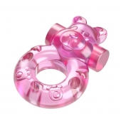Розовое эрекционное виброкольцо на пенис Pink Bear - Baile - в Астрахани купить с доставкой