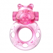 Розовое эрекционное виброкольцо на пенис Pink Bear - Baile - в Астрахани купить с доставкой