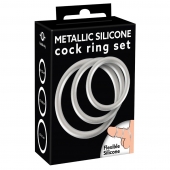 Набор из 3 эрекционных колец под металл Metallic Silicone Cock Ring Set - Orion - в Астрахани купить с доставкой