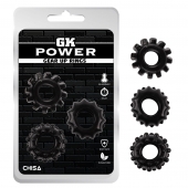Набор из 3 черных эрекционных колец Gear Up Rings - Chisa - в Астрахани купить с доставкой