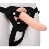 Телесный страпон на черных трусиках STRAP ON REAL DILDO - 20 см. - Dream Toys - купить с доставкой в Астрахани