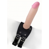 Черный узкий пояс на бедро с телесной насадкой - LOVETOY (А-Полимер) - купить с доставкой в Астрахани