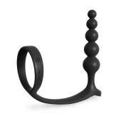Черная анальная цепочка с эрекционным кольцом Ass-gasm Cockring Anal Beads - Pipedream - в Астрахани купить с доставкой