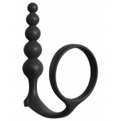 Черная анальная цепочка с эрекционным кольцом Ass-gasm Cockring Anal Beads - Pipedream - в Астрахани купить с доставкой