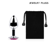 Серебристая анальная пробка с малиновым кристаллом - 7,2 см. - Anal Jewelry Plug - купить с доставкой в Астрахани