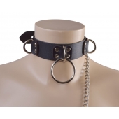 Черный кожаный ошейник Big Ring - Sitabella - купить с доставкой в Астрахани