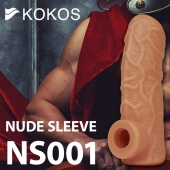 Телесная открытая насадка-реалистик с подхватом мошонки Nude Sleeve L - 14 см. - KOKOS - в Астрахани купить с доставкой