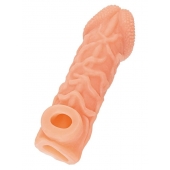 Телесная закрытая насадка с венками Cock Sleeve Size M - 15,6 см. - KOKOS - в Астрахани купить с доставкой