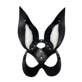 Черная маска зайки с белым мехом на ушках Miss Bunny - БДСМ Арсенал - купить с доставкой в Астрахани
