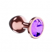Пробка цвета розового золота с фиолетовым кристаллом Diamond Amethyst Shine S - 7,2 см. - Lola Games - купить с доставкой в Астрахани
