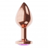 Пробка цвета розового золота с фиолетовым кристаллом Diamond Amethyst Shine S - 7,2 см. - Lola Games - купить с доставкой в Астрахани