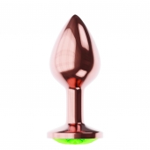 Пробка цвета розового золота с лаймовым кристаллом Diamond Emerald Shine S - 7,2 см. - Lola Games - купить с доставкой в Астрахани