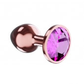 Пробка цвета розового золота с лиловым кристаллом Diamond Quartz Shine L - 8,3 см. - Lola Games - купить с доставкой в Астрахани