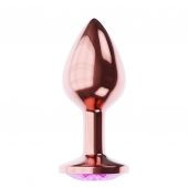 Пробка цвета розового золота с лиловым кристаллом Diamond Quartz Shine L - 8,3 см. - Lola Games - купить с доставкой в Астрахани
