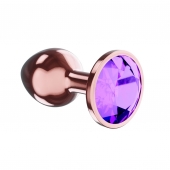 Пробка цвета розового золота с фиолетовым кристаллом Diamond Amethyst Shine L - 8,3 см. - Lola Games - купить с доставкой в Астрахани