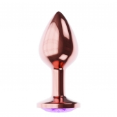 Пробка цвета розового золота с фиолетовым кристаллом Diamond Amethyst Shine L - 8,3 см. - Lola Games - купить с доставкой в Астрахани