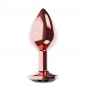 Пробка цвета розового золота с черным кристаллом Diamond Jet Shine L - 8,3 см. - Lola Games - купить с доставкой в Астрахани