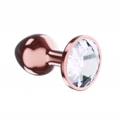 Пробка цвета розового золота с прозрачным кристаллом Diamond Moonstone Shine L - 8,3 см. - Lola Games - купить с доставкой в Астрахани