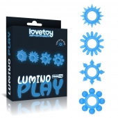 Набор из 4 голубых, светящихся в темноте эрекционных колец Lumino Play - Lovetoy - в Астрахани купить с доставкой