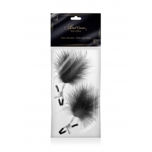 Зажимы на соски с черными пуховыми кисточками Sweet Caress Feather Nipple Clumps - Sweet Caress - купить с доставкой в Астрахани