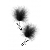 Зажимы на соски с черными пуховыми кисточками Sweet Caress Feather Nipple Clumps - Sweet Caress - купить с доставкой в Астрахани