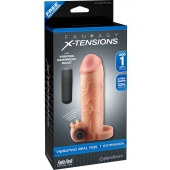 Телесная вибронасадка с кольцом  Vibrating Real Feel 1 Extension - 14 см. - Pipedream - в Астрахани купить с доставкой