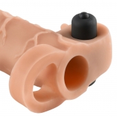 Телесная вибронасадка с кольцом Vibrating Real Feel 2 Extension - 16 см. - Pipedream - в Астрахани купить с доставкой