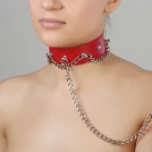 Красный ошейник из натуральной кожи - Sitabella - купить с доставкой в Астрахани