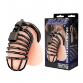Черная металлическая клетка с замком Deluxe Chastity Cage - BlueLine - купить с доставкой в Астрахани