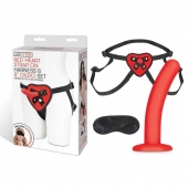Красный поясной фаллоимитатор Red Heart Strap on Harness   5in Dildo Set - 12,25 см. - Lux Fetish - купить с доставкой в Астрахани