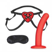 Красный поясной фаллоимитатор Red Heart Strap on Harness   5in Dildo Set - 12,25 см. - Lux Fetish - купить с доставкой в Астрахани