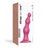Розовая насадка Strap-On-Me Dildo Plug Beads size L - Strap-on-me - купить с доставкой в Астрахани