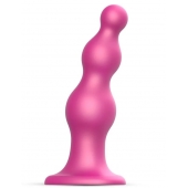 Розовая насадка Strap-On-Me Dildo Plug Beads size L - Strap-on-me - купить с доставкой в Астрахани