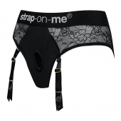 Черные трусики для насадок Diva Lingerie Harness - size S - Strap-on-me - купить с доставкой в Астрахани